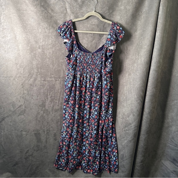 Draper James RSVP Smocked Midi Dress Navy Floral Print Women’s XL - Picture 9 of 9